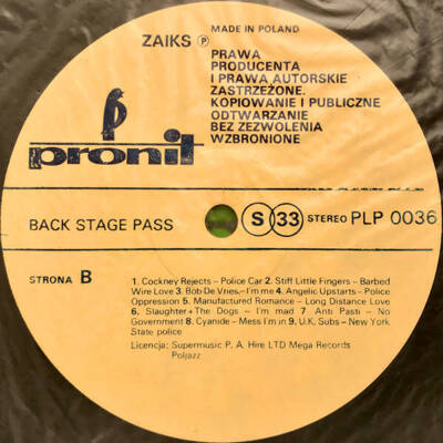 Back-Stage Pass [Used / Second Hand]