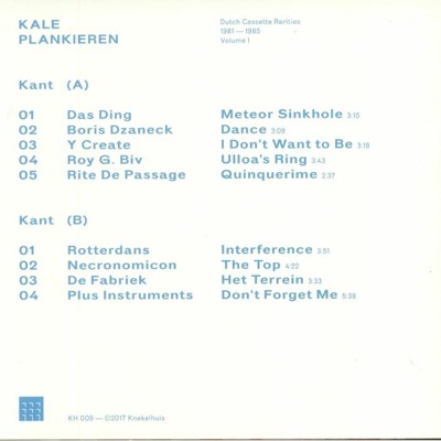 Kale Plankieren - Dutch Cassette Rarities 1981-1985 Vol.1